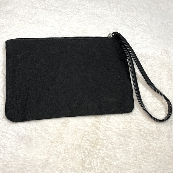 Victoria's Secret Black Makeup Bag/ Wristlet with Silver Sequin Accents - Picture 3 of 6